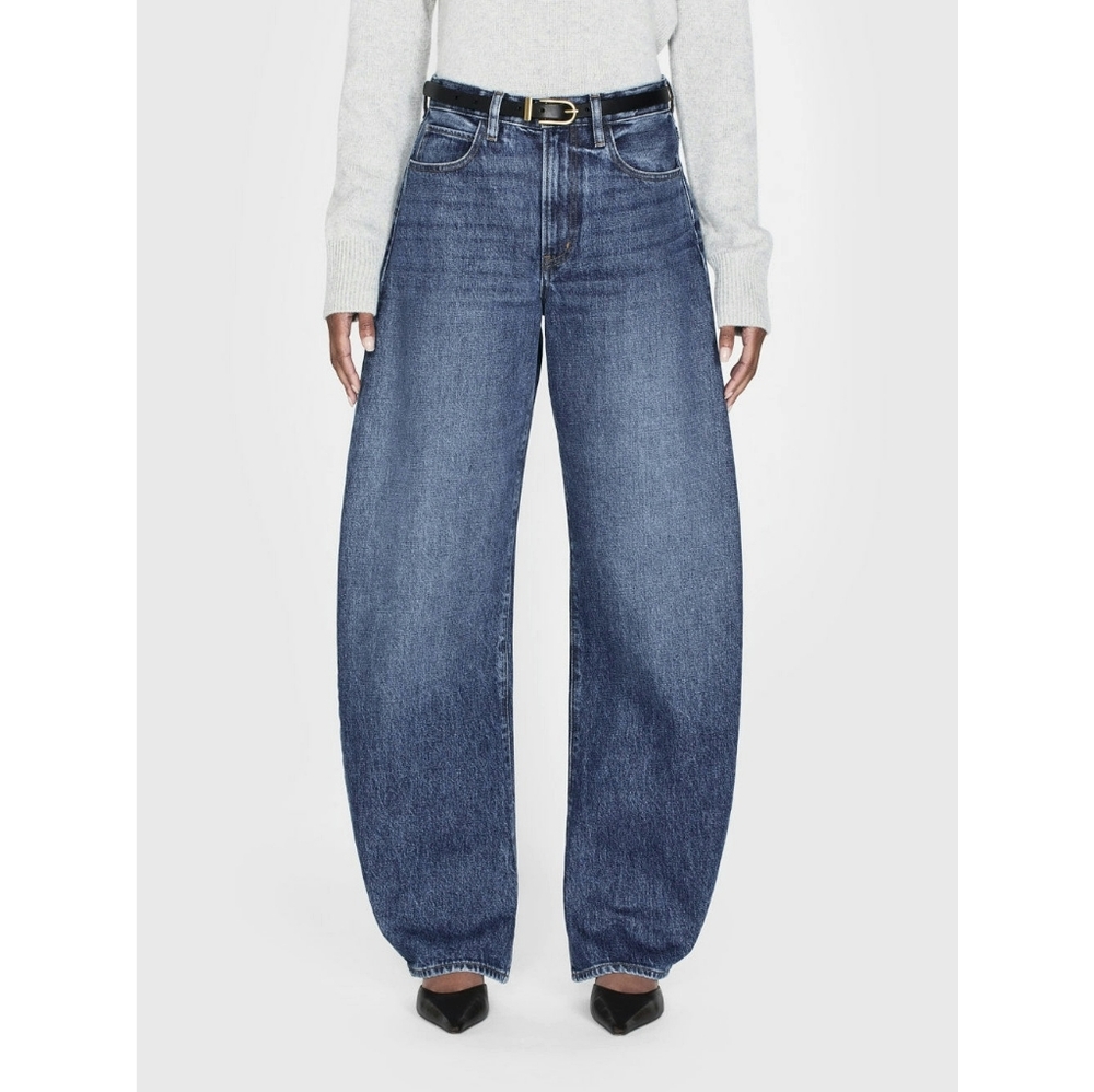 NWOT Frame The Bubble Westbury Barrel Classic Blue Women's Denim Jeans